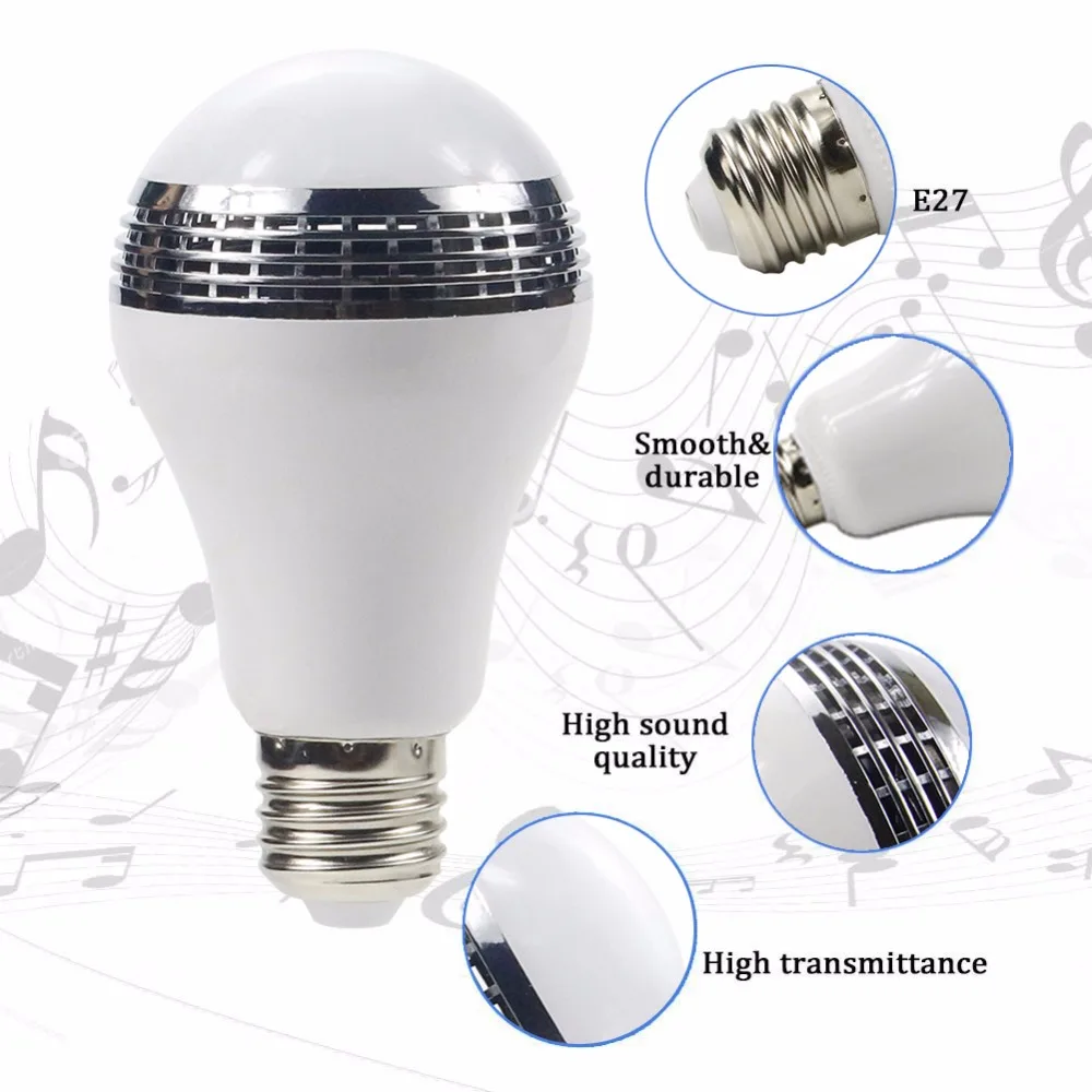 Dvolador умный телефон затемнения лампы 10 Вт Колонки музыка E27 LED RGB приложение