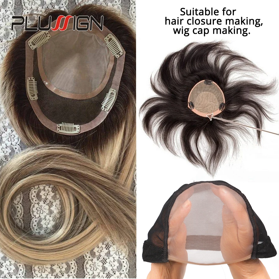 Plussign 1Pcs/ Mono Hairnet For Making Wig Lace Wig Toupee U Part Skin Beige/Brown Color Lace Hairnet Material For Wig Caps