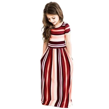 

Kids Dresses For Girls Baby Girl Striped Beach Clothes Long Dress Bohemian Children Party Beachwear Dress Outfits платье юбка 45