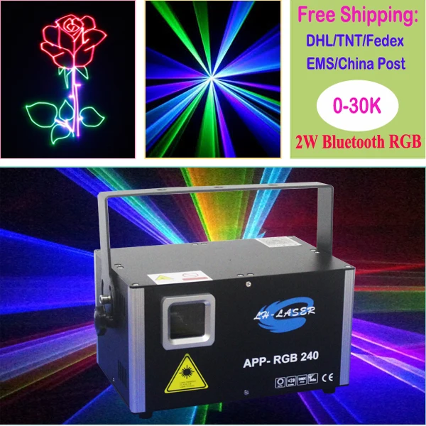 LH LASER 2W DMX ILDA Remote Bluetooth APP Edit RGB Animation DJ Stage
