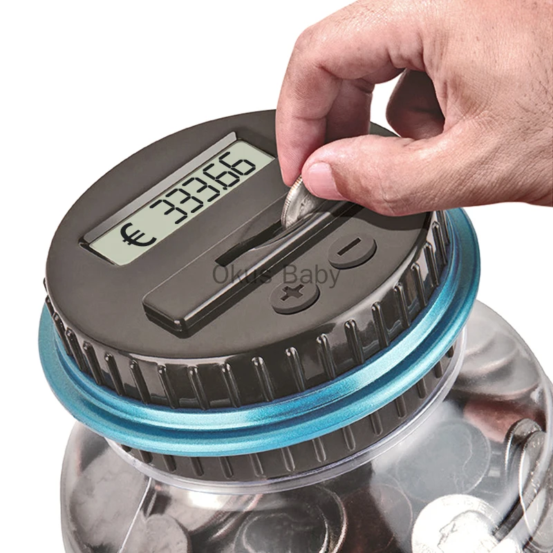 Newest 1.8L Bank Counter Coin Electronic Digital LCD Counting Coin Money Box Jar Coins Storage Box For USD EURO GBP Money