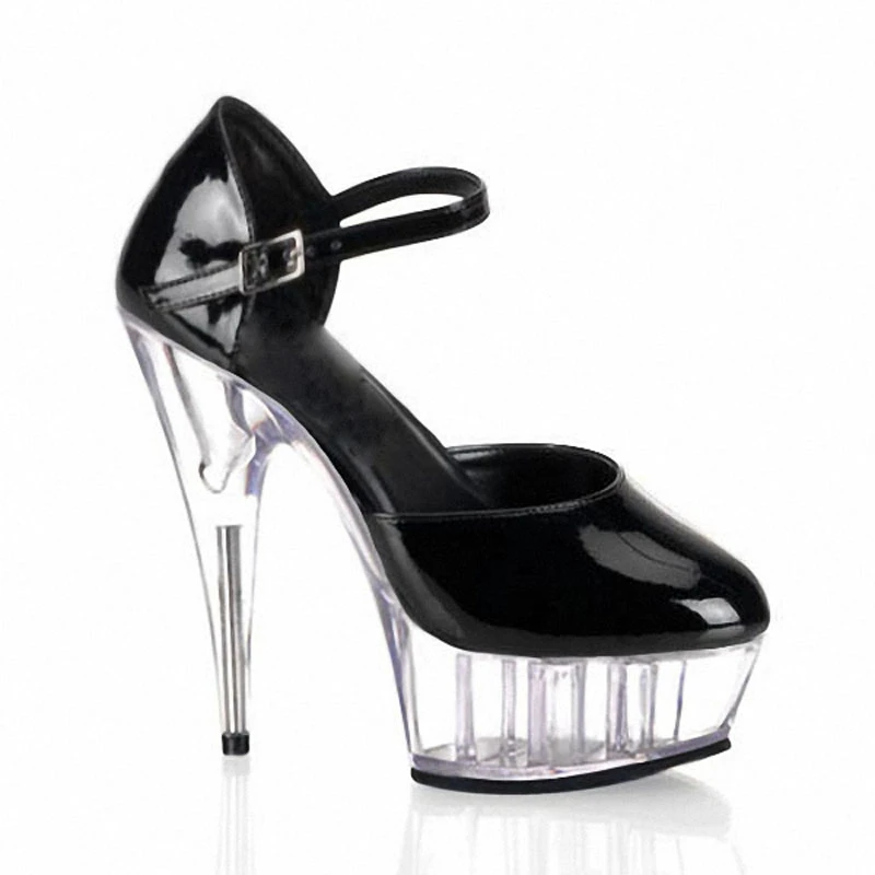 LAIJIANJINXIA 15 см для ночного клуба вечерние queen сексуальная обувь для танцев Лодочки на платформе на высоком каблуке; женское платье для танцев Туфли-лодочки - Цвет: Черный