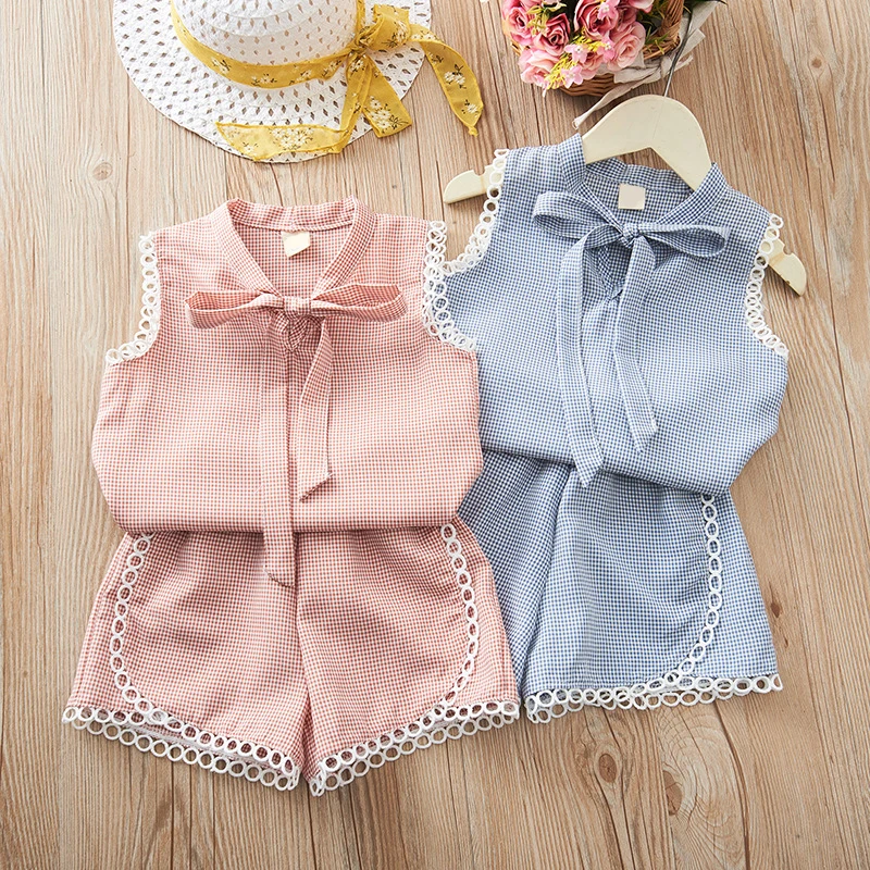 Off-Shoulder Summer Outfit Baby Girls' Casual Short Sleeve Top & Mini Skirt Set