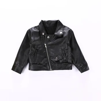 

Girls leather Double layer plus velvet 2019 winter new short coat children's shirt pu jacket