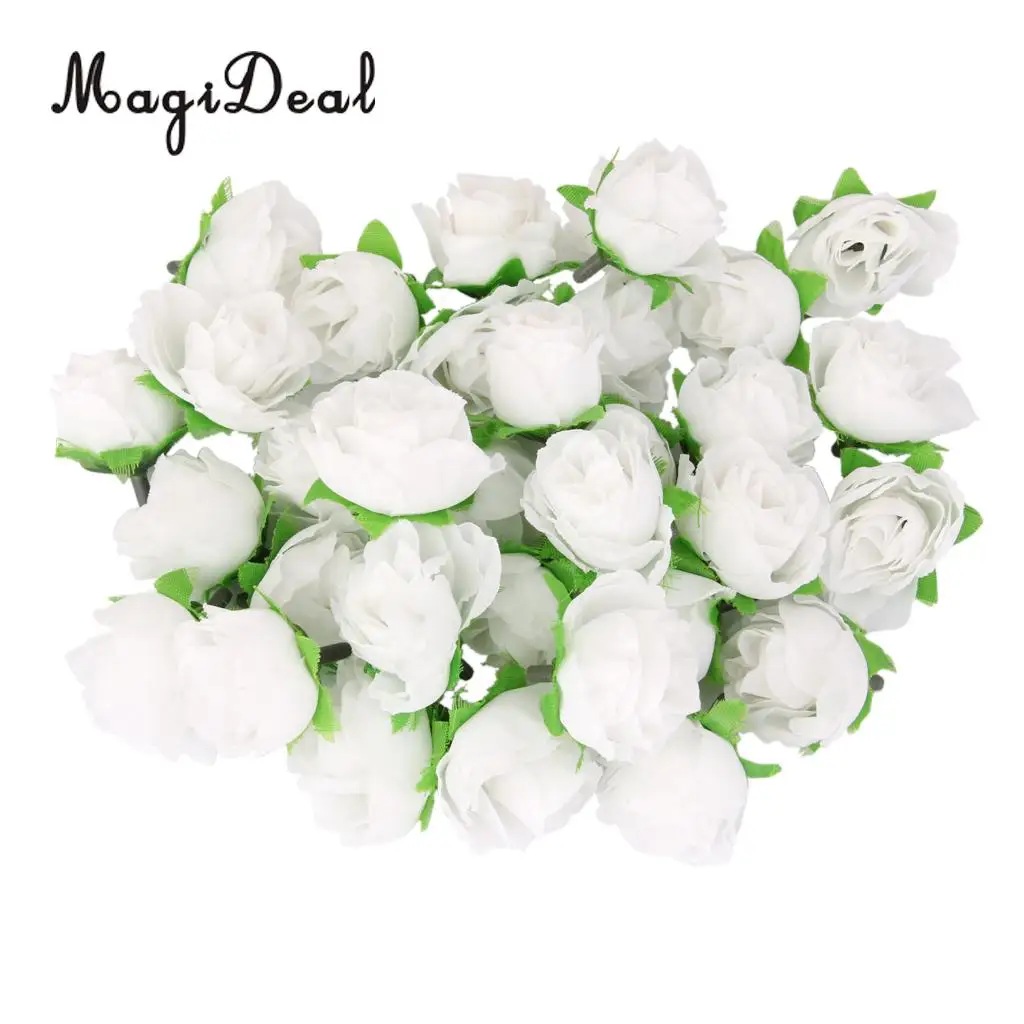 MagiDeal Lifelike 50Pcs/Lot 3cm Artificial Silk Roses Flower Heads Craft for Wedding Headbands Hat Card Photo Albums Party Decor