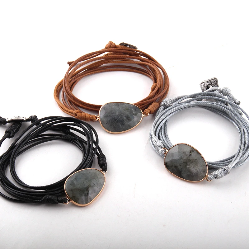 

Fashion Natural Stones Wrap Bracelet Handmade Long Friendship Bracelet