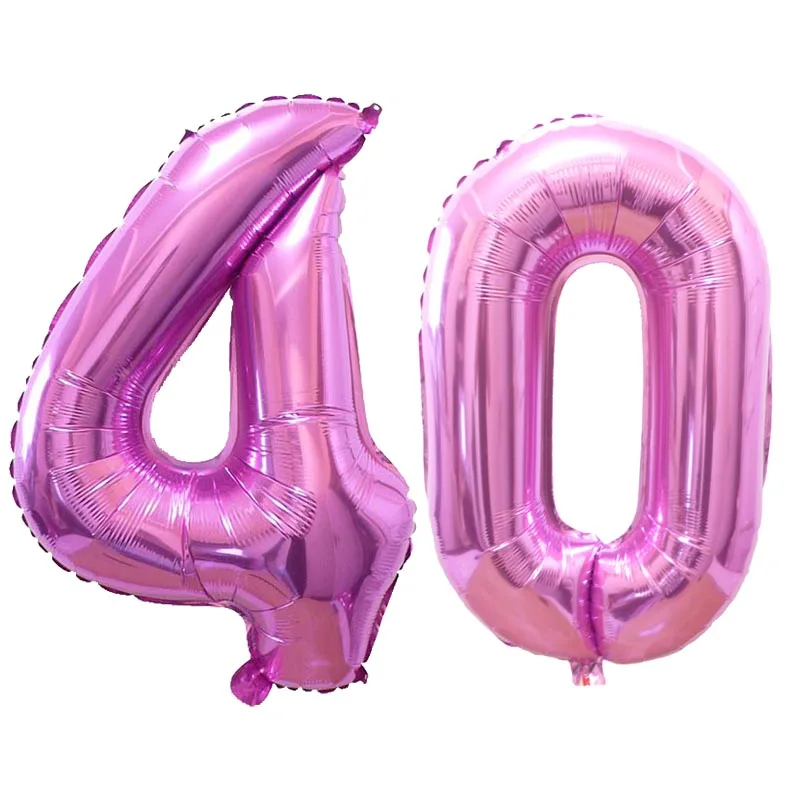 2 шт. 32/40 дюймов Стразы образуют цифру «воздушный шарик из фольги в форме цифровой 18 20 21 30 40 50 60 день рождения/воздушные шары с днем рождения вечерние взрослых украшения - Цвет: pink 40