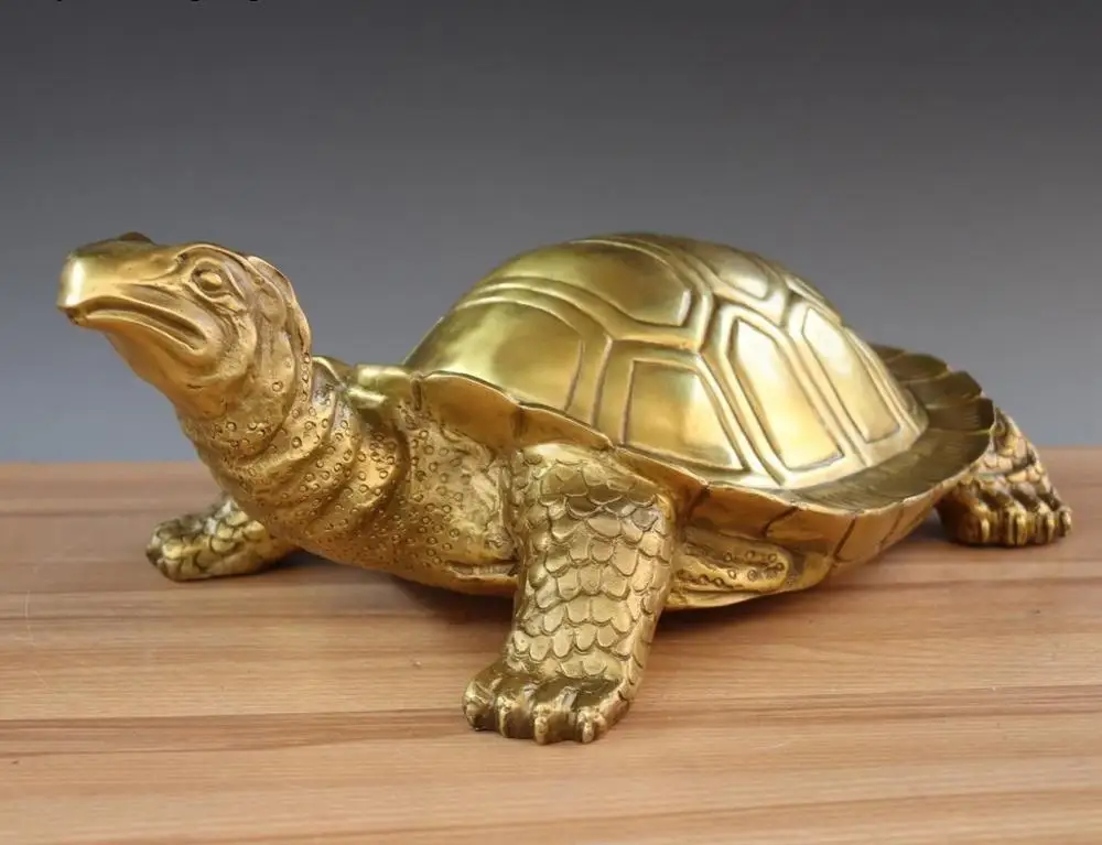

China Royal FengShui Brass Copper Auspicious Wealth Money Tortoise Turtle Statue