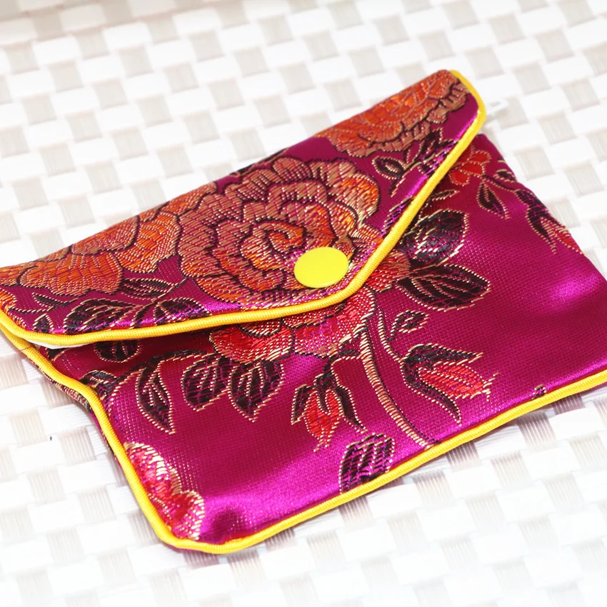 

Chinese antique flower cloth fabric package 75*97mm bag jewelry gift box 10pcs wholesale price rose red blue purple yellow B2843