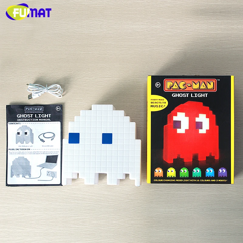 FUMAT мультфильм USB Pac-man игровой тематический цветной ночной Светильник СВЕТОДИОДНЫЙ призрак светильник s спальня детская комната праздник украшение дома ночной Светильник s