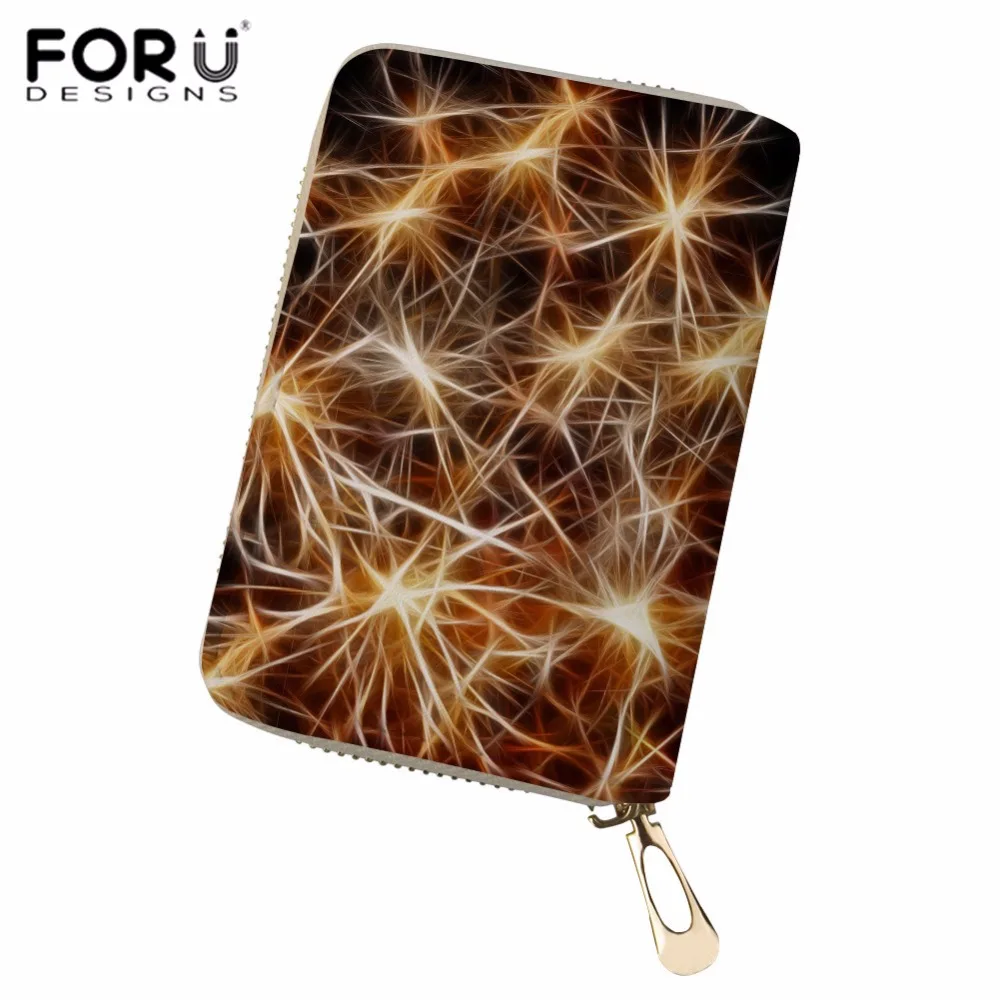 

FORUDESIGNS Business Card Holder Texture Print PU Card ID Holder Women Leather Credit Card Holder Ladies Zipper Case for Card