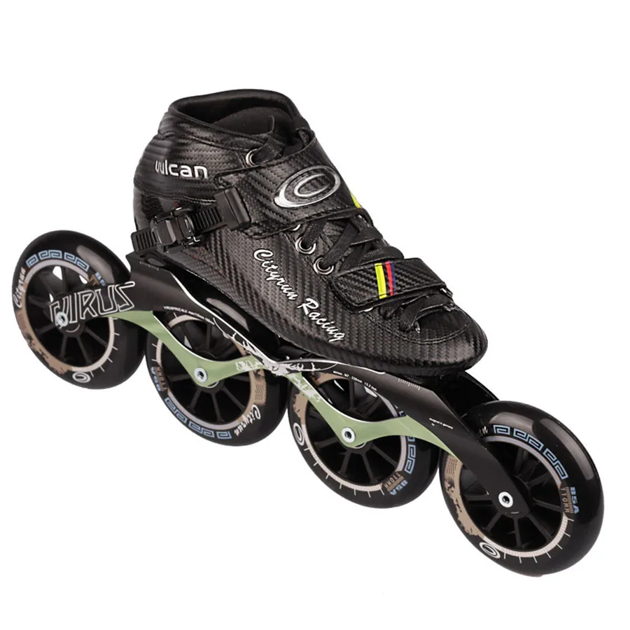 Cityrun Speed Inline Skates Carbon Fiber Professional Competition Skates 4 Wheels Racing Skating