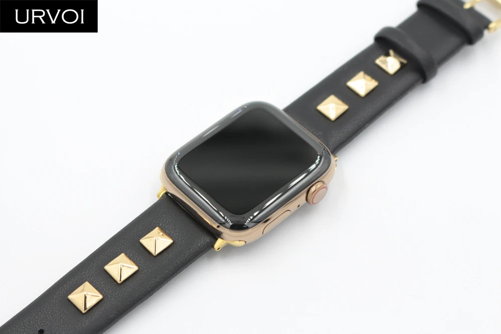 URVOI кожаный ремешок для apple watch series 4 3 2 1 Swift rockstud ремешок для iWatch наручный браслет панк с металлическими шипами ручной работы