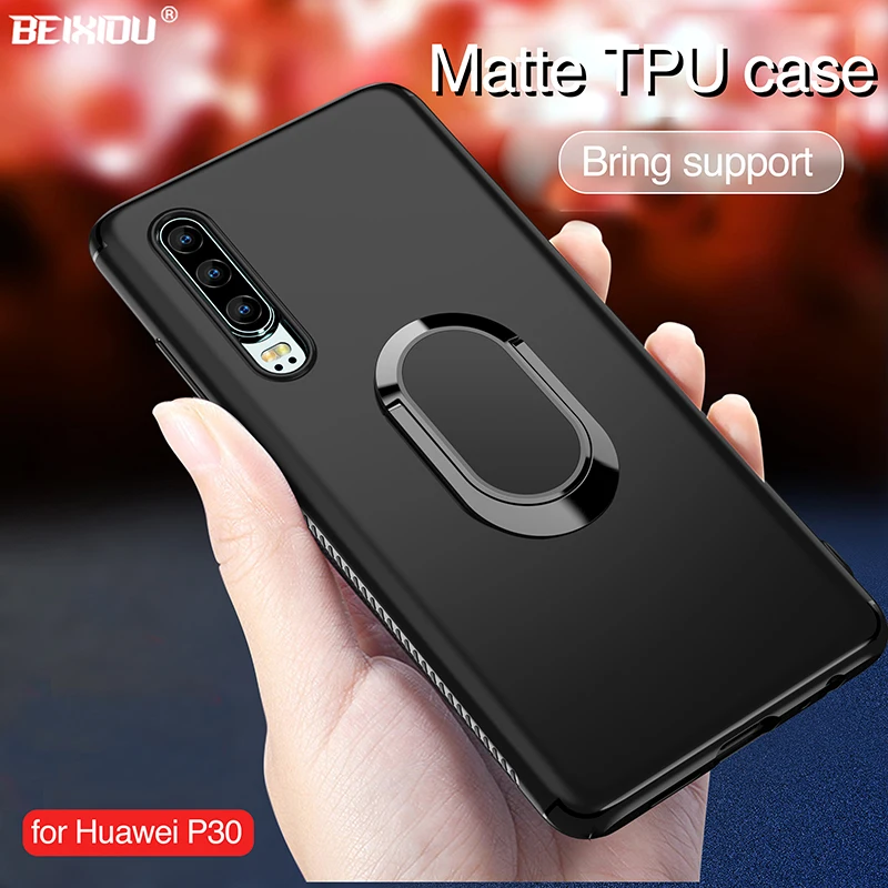 

P30 Case. Magnetic Ring Bracket Case for Huawei P30 Scrub Silicone+Car ring bracket case cover for Huawei P30 Protective Cover