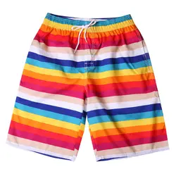 Лето 2019 плюс размер шорты Средняя Талия шорты для мужчин пляжный стиль модный шнурок Радужный принт летние до колен шорты