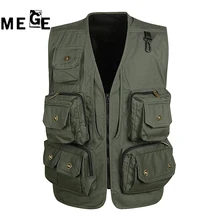 MEGE Открытый Мульти-карманы охотничий жилет, Рыбалка Туризм туристический жилет, летняя мужская рабочая одежда быстросохнущая сетка фотография мужской жилет