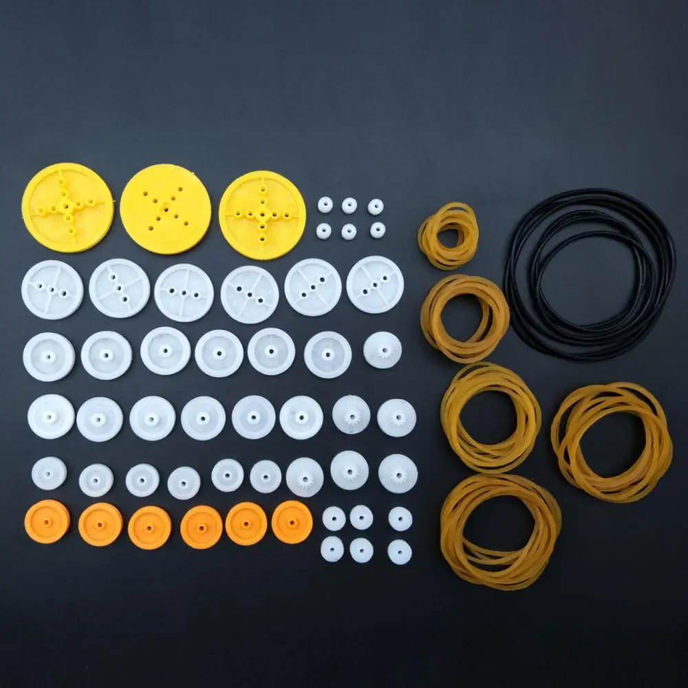 2mm Hole Plastic Belt Pulley Gears Combination Modulus Package Rubber Belts Band Plastic Model Accessories for DIY Robots Cars 3