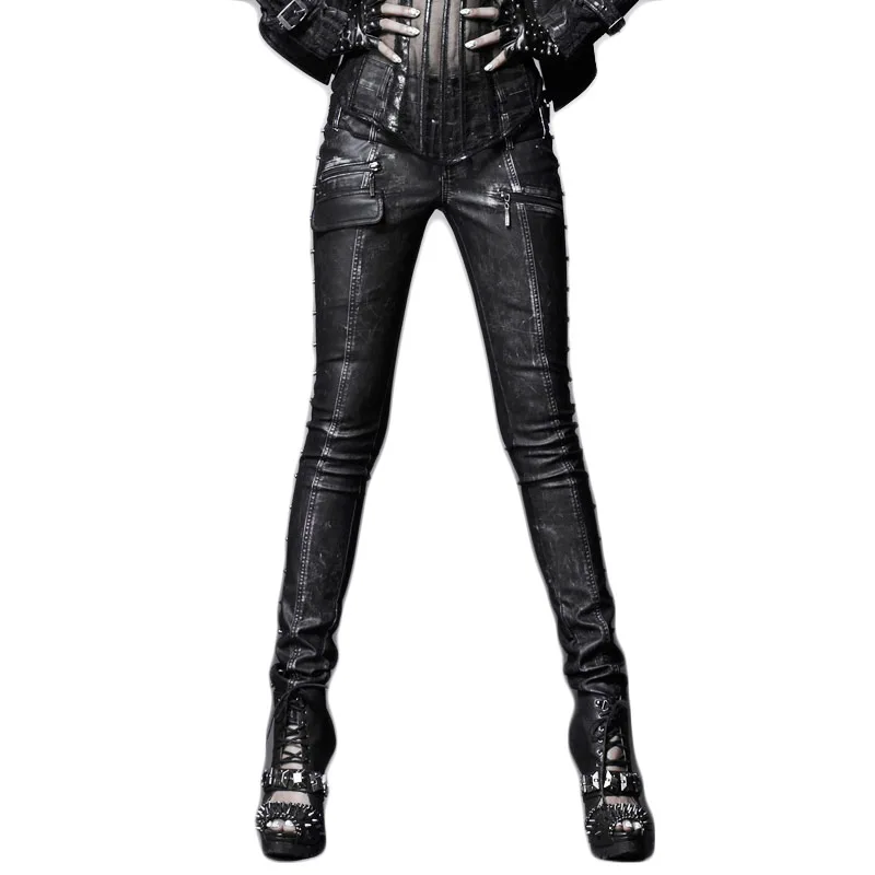 Merk Ontwerpers Punk Zwart Wassen Pu Lederen Broek Vrouwelijke Hoge Taille Lange Vrouwen Broek Met Klinknagels Kleding Voor Vrouwen K-170 Merk Ontwerpers Punk Zwart Wassen Pu Lederen Broek Vrouwelijke Hoge Taille Lange Vrouwen Broek Met Klinknagels Kleding Voor Vrouwen K-170