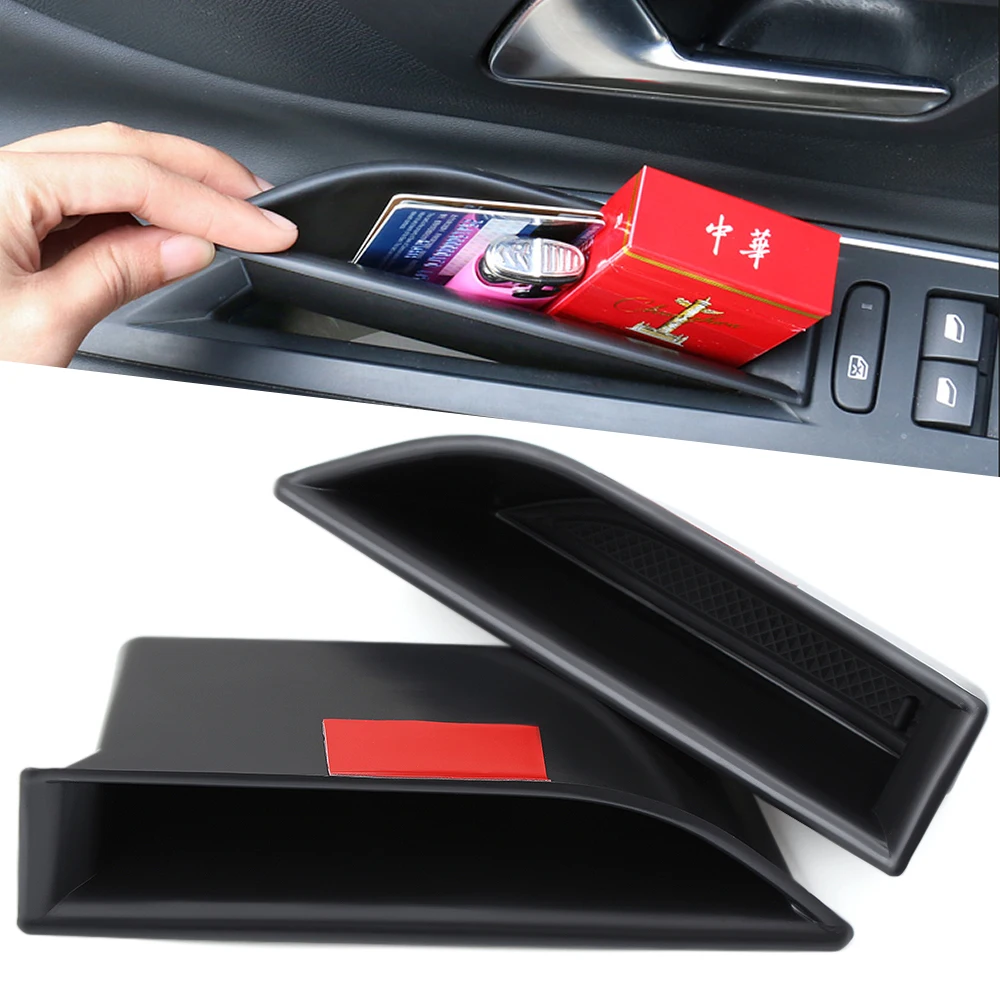 

VCiiC 2PCS Car Interior Front Door Storage Box Barrel For Peugeot 3008 5008 GT 2017-2018 Plastic Black Accessories