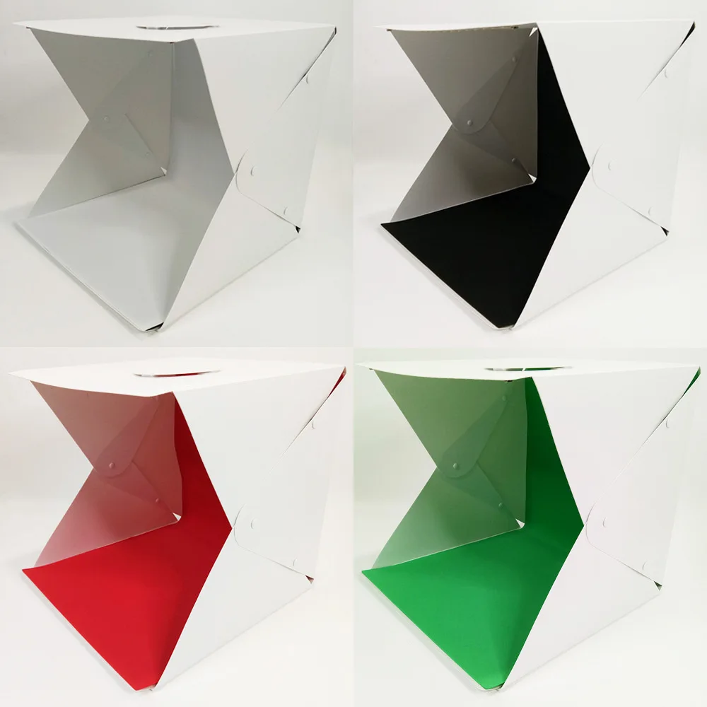

30*30cm 4 Mini Folding Studio Diffuse Soft Box Lightbox With LED Light Black White Photography Background Photo Studio White Box