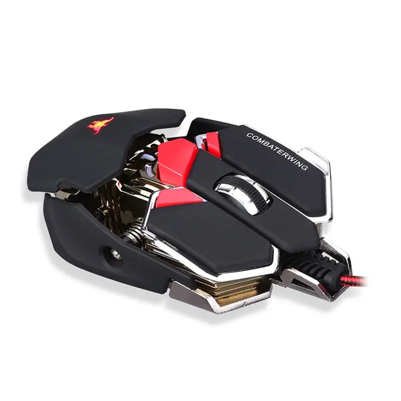 Combaterwing USB 4800 dpi 10 кнопочный светодиодный оптическая игровая мышь для ПК и ноутбуков-черный и красный