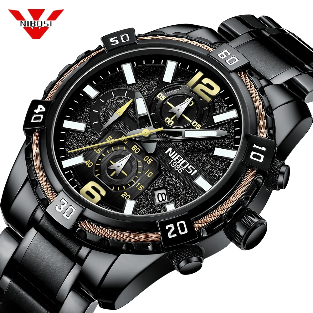 

NIBOSI Fashion Top Luxury Men Watch Gift Luxury Watches Big Dial Waterproof Date Clock Chronograph Wristwatch Relogio Masculino
