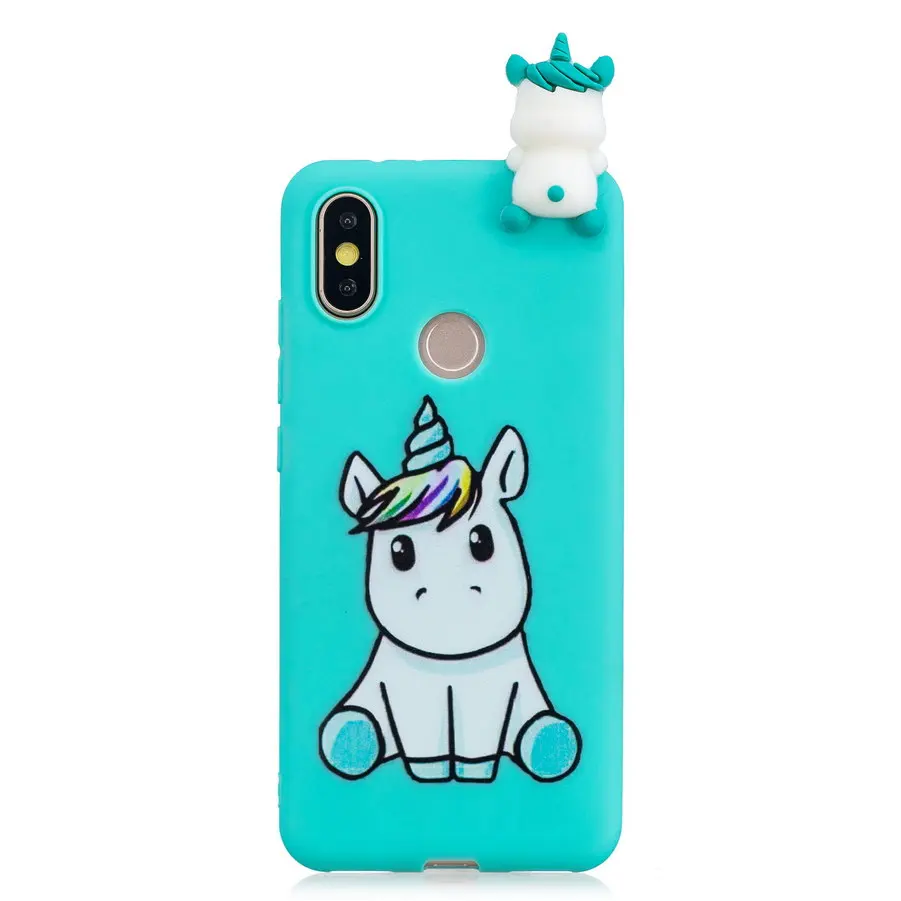 Силиконовый чехол для Xiaomi Mi A2 мягкий из ТПУ с 3D рисунком единорога медведя кота