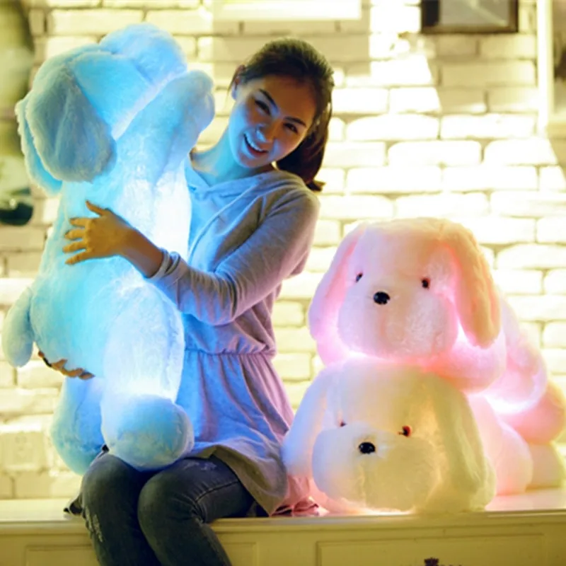 

New Hot Lapinou 50cm 80cm LED light dog stuffed animal plush toys light up puppy doll luminous pillow kids toy christmas gift