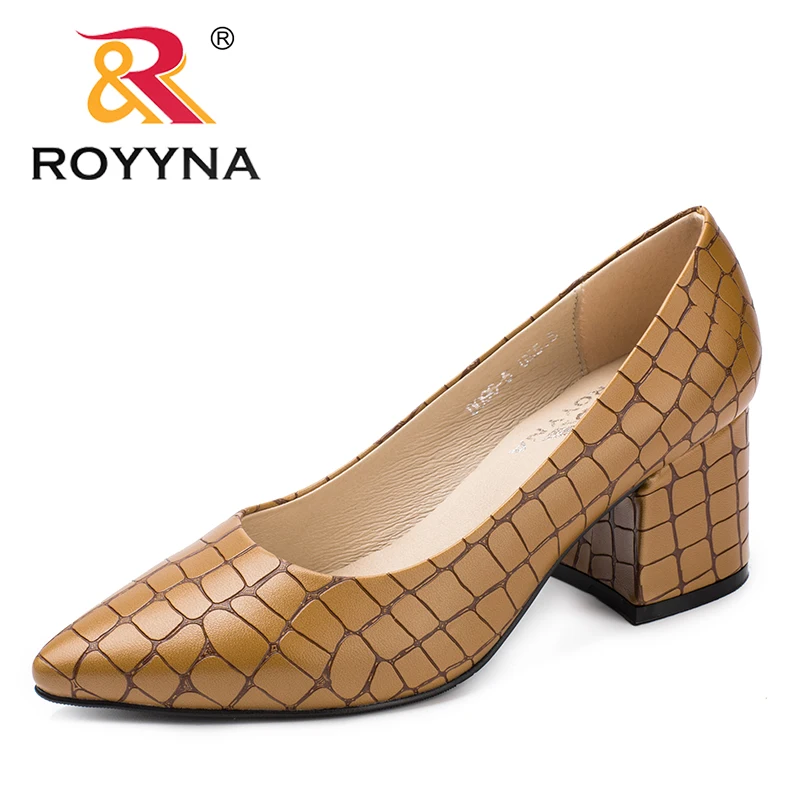 

ROYYNA New Arrival Fashion Style Women Pumps Pointed Toe Women Office Shoes Square Heels Lady wedding Shoes Fast Free Shipping