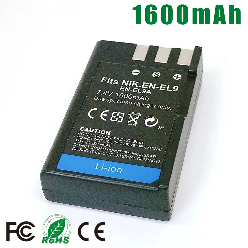 2x 1600mah EN-EL9 Batería Para Nikon EN-EL9A EN-EL9 D5000 D3000 D40 D60