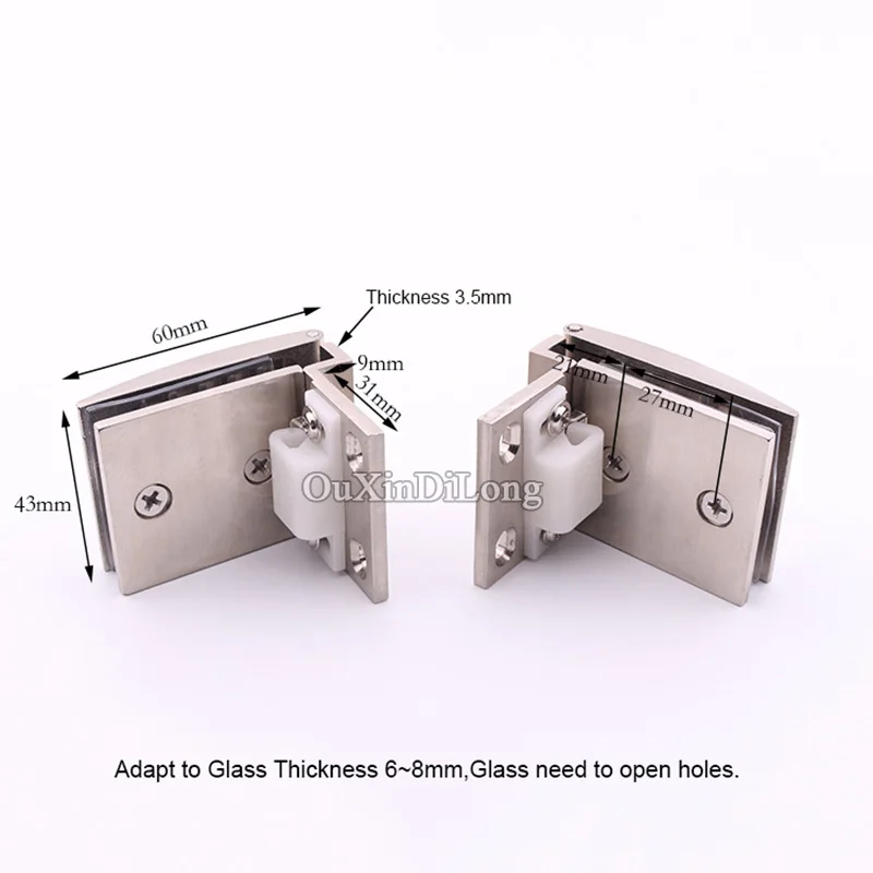 Cabinet Glass Door Hinges 4PCS Brushed Finished for Cupboard Clamps