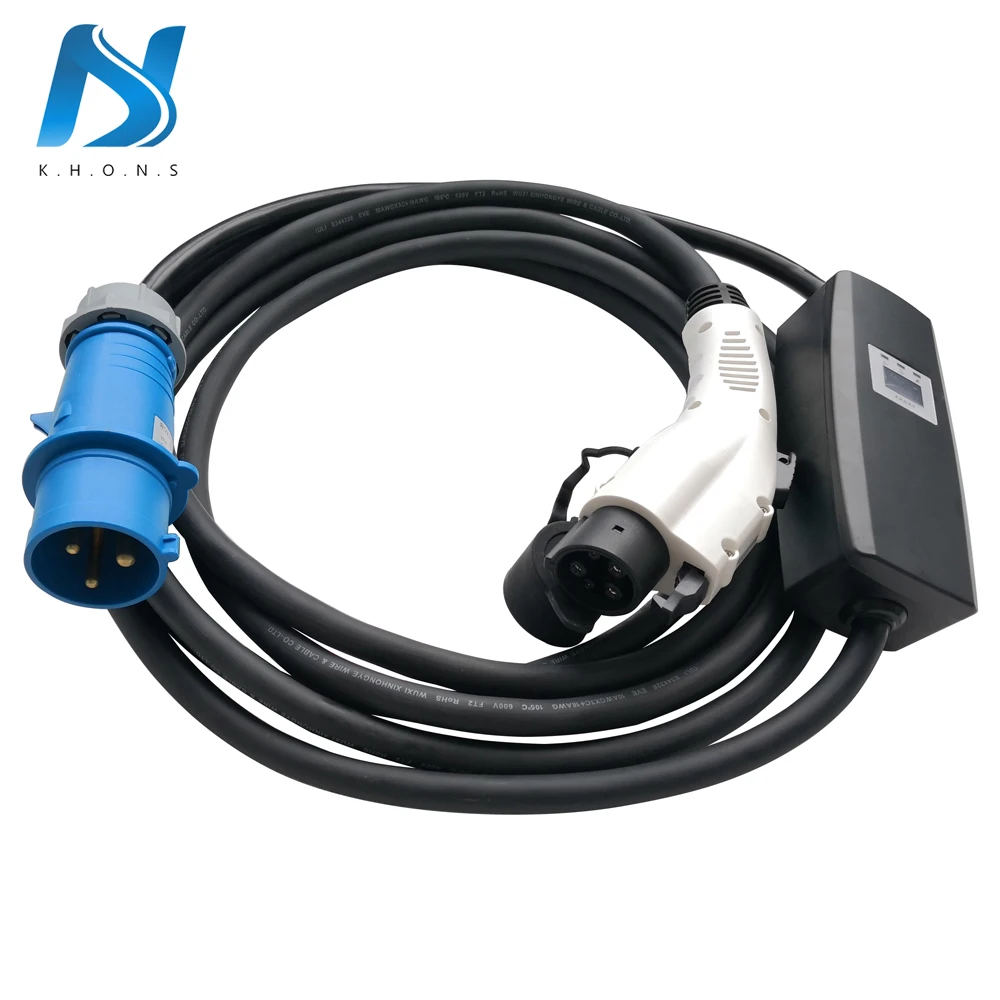 Khons EVSE SAE J1772 Electric Car Portable EV Charger With Blue CEE