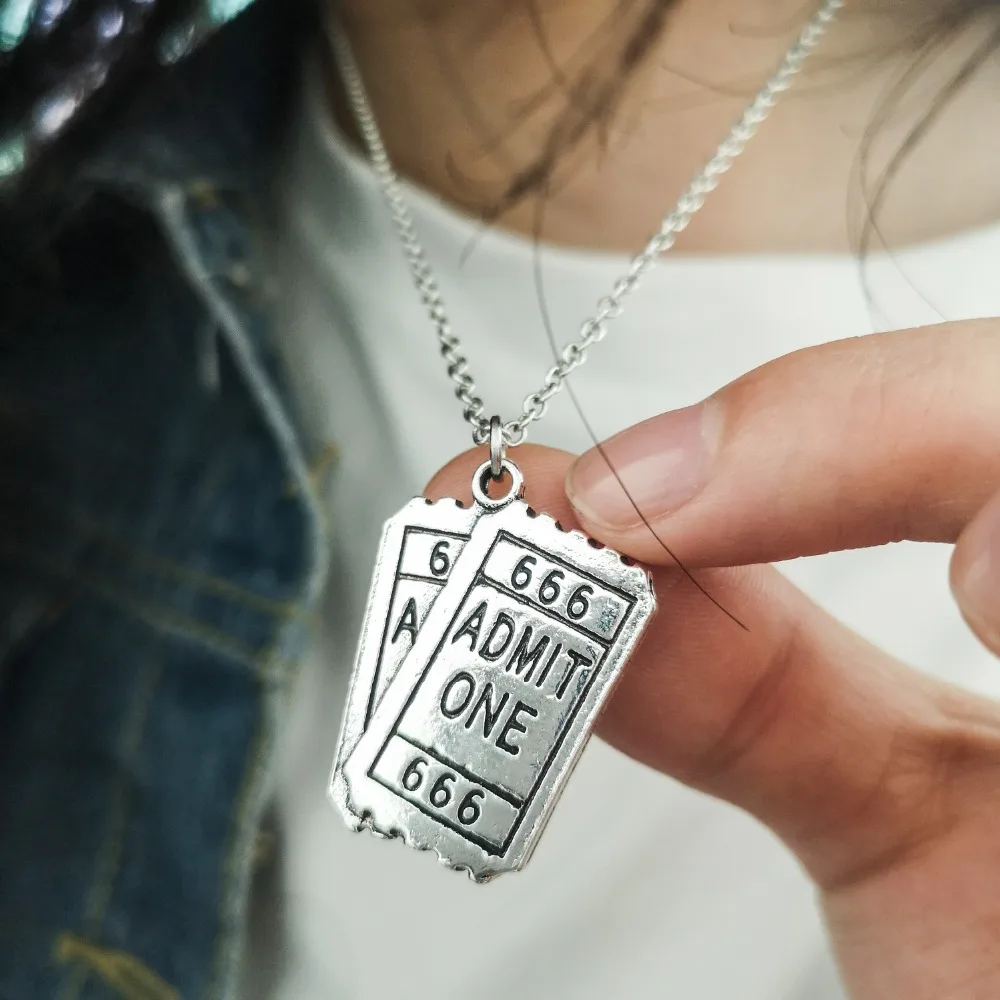 

ADMIT ONE 666 Hell Ticket Gothic Punk Jewelry drop shipping Metal Alloy Pendant Necklace Gift for Friends