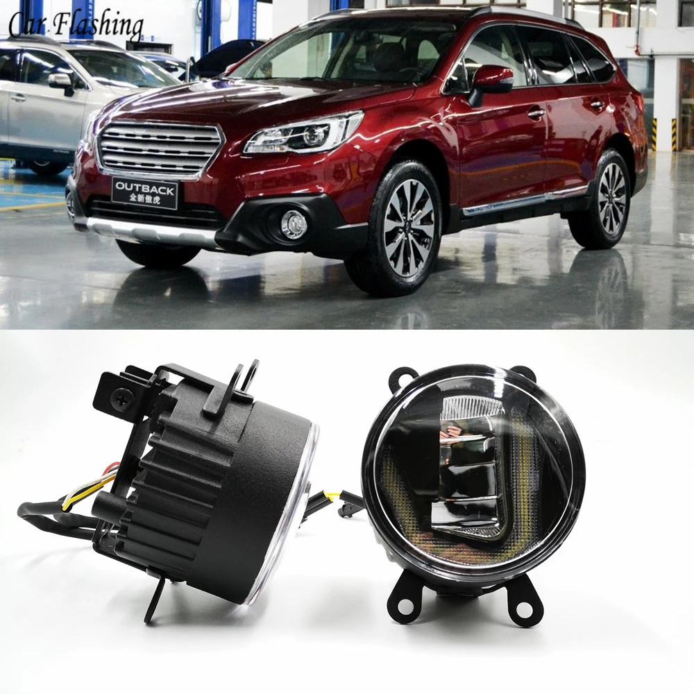 

3-IN-1 Functions Auto LED DRL Daytime Running Light Car Projector Fog Lamp with yellow signal For Subaru Outback 2013 -2016