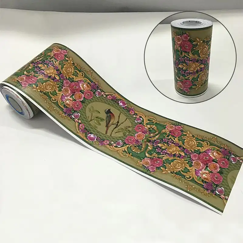 Diy водонепроницаемый ПВХ кухня клей стены границы Винтаж цветок птицы узор ванная комната плитка декор Cenefas Adhesivas сравнению ZE054 - изображение