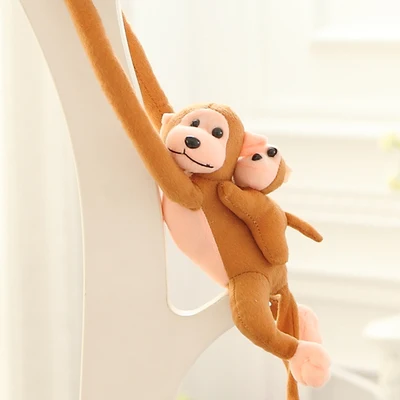 70-80 см 9 цветов мать и ребенок обезьяна плюшевая мягкая игрушка длинная рука обезьяна хвост подарок обнимающая подвеска обезьяна кукла - Цвет: Коричневый