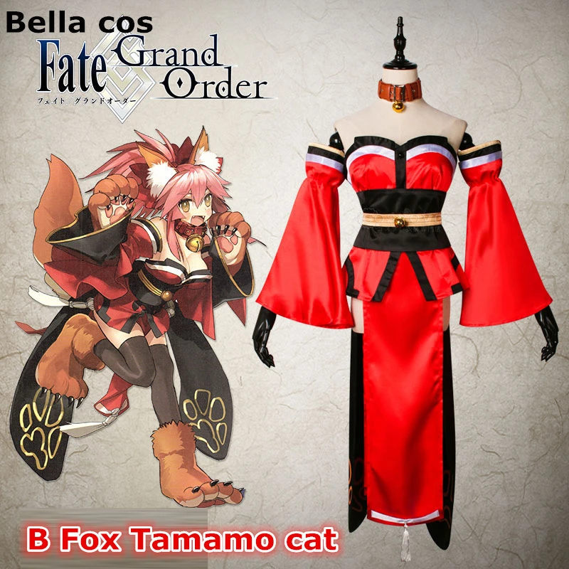 Женский костюм для косплея Fate Grand Order Servant B Fox Tamamo красное платье на Хэллоуин