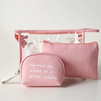 

Pink velvet cosmetic storage bags high quality PU leather makeup cosmetics set storage bags H1001