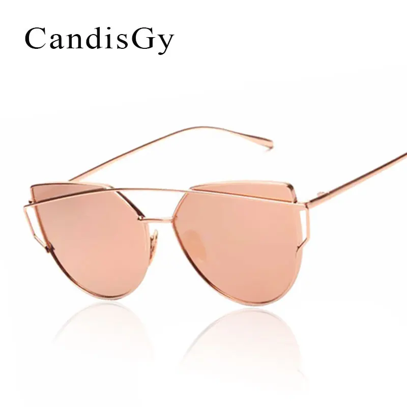 Женские солнцезащитные очки CandisGY Cat Eye модные брендовые дизайнерские зеркальные