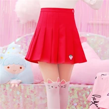 Женская вышитая Клубничная юбка Милая плиссированная мини Милая Тонкая стильная