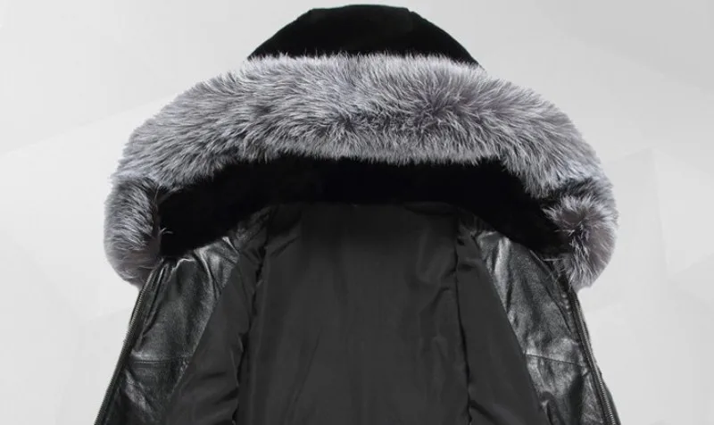 Лидирующий бренд, Мужская мотоциклетная куртка из искусственной кожи, пальто из искусственного меха, меховая отделка, с капюшоном, зимнее теплое пальто, классическое, черное, Европейский, большой размер