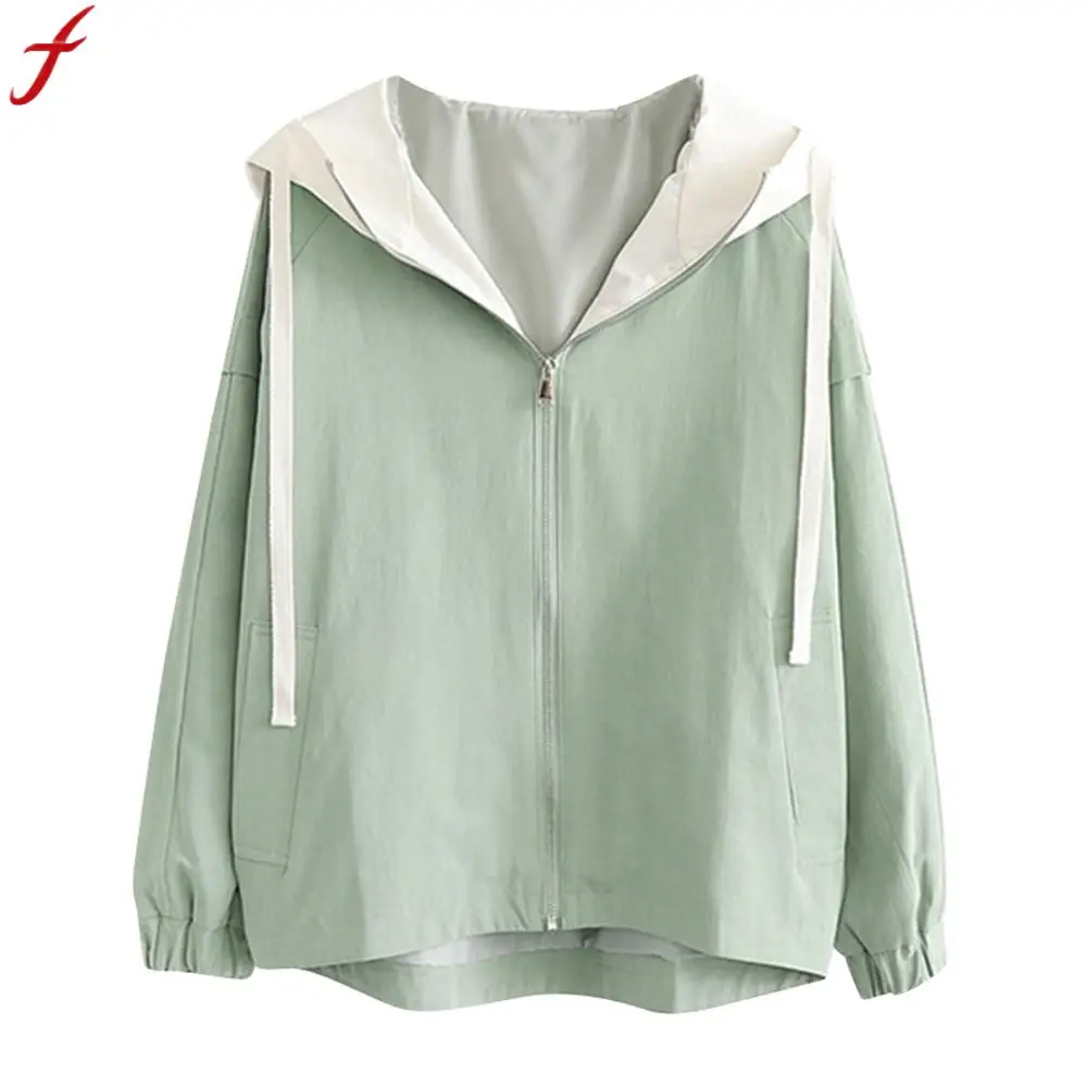 

jaqueta feminina 2019 Women Long Sleeve Solid Color jacket women Thin Hooded Zip Pockets Coat Zip Pockets Coat Jacket Cardigan