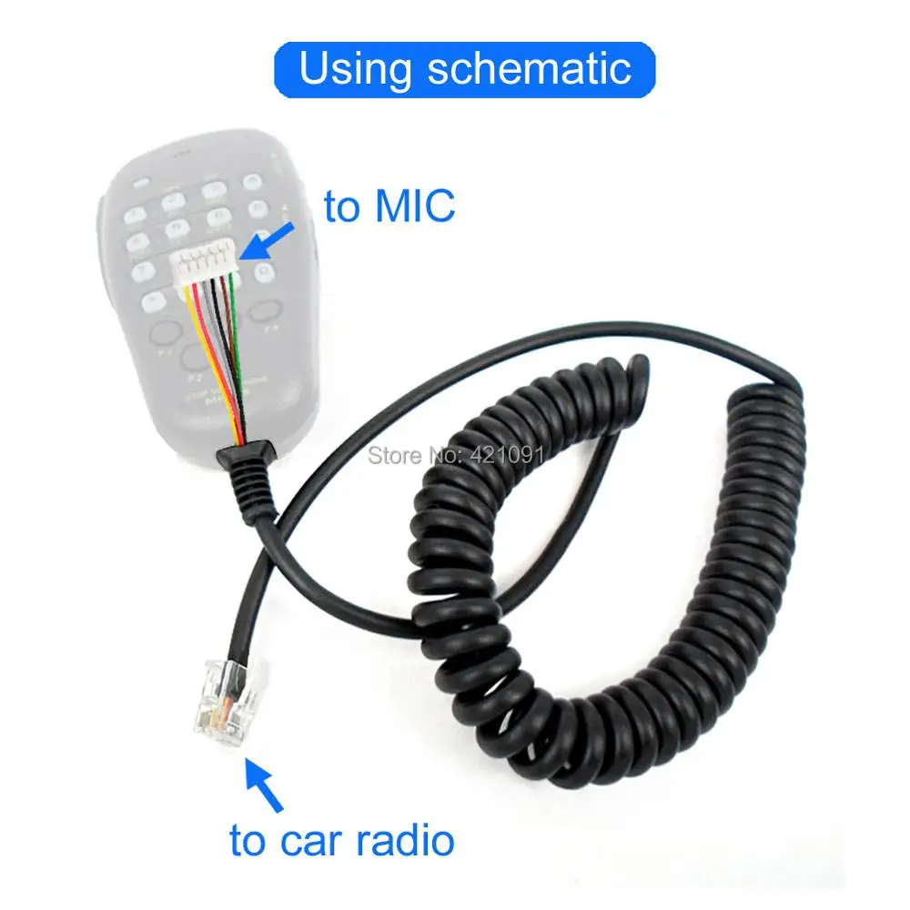 6 Pin Hand Microphone Cable for Yaesu FT-7800 FT-8800 FT-8800r FT