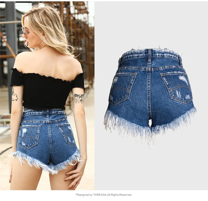 Летняя мода Жан Шорты женщина рваные Шорты джинсовые шорты с потертостями для женщин уличной Женские брюки джинсовые шорты