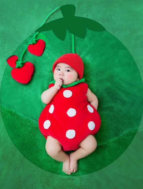 Jane Z Ann Baby Фотография реквизит младенец 4-12 месяцев Фото Костюм для съемок клубника Божья коровка гусеница Китти животных одежда