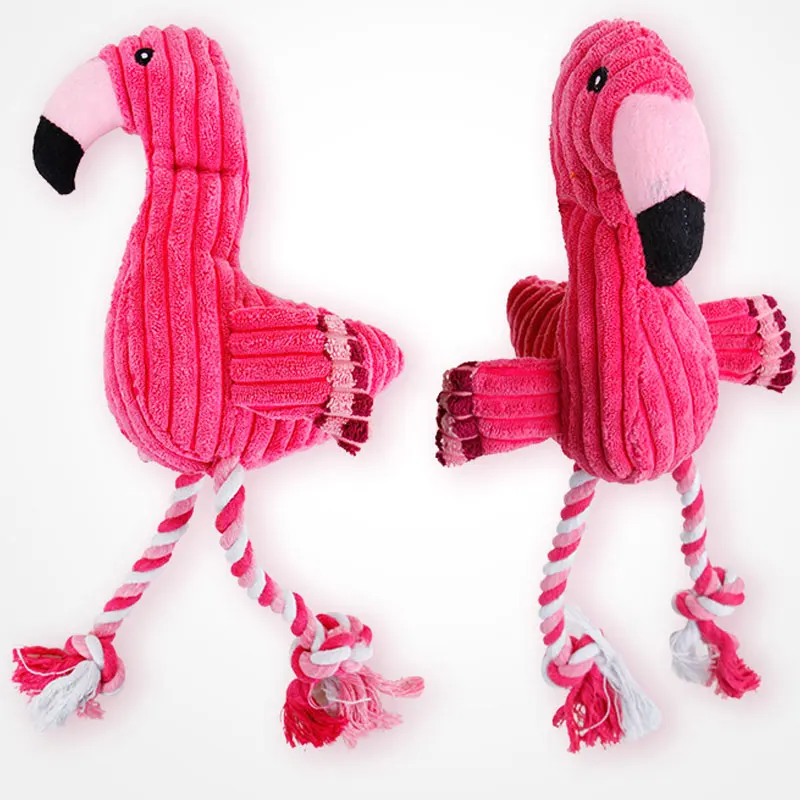 Flamingo Shape Dog Toy Squeaky Pet Puppies Chew Toy Interactive Plush Velvet Pet Puppy Chew