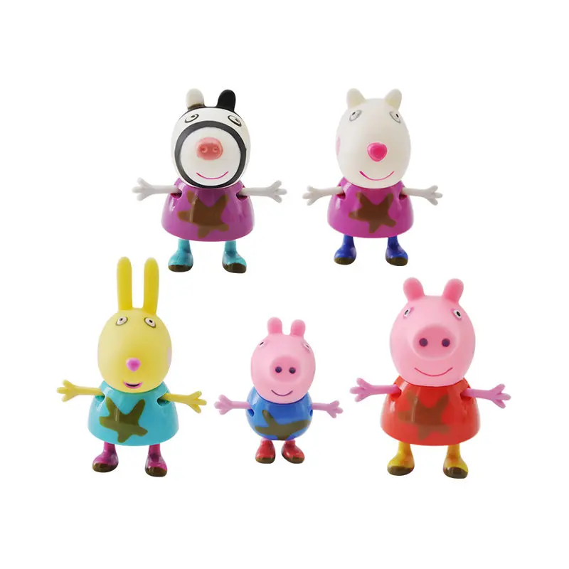 Genuine Peppa Pig 5pcs ABS Plastic Peppa Friends George Suit Soft Birthday Christmas Gift Doll font