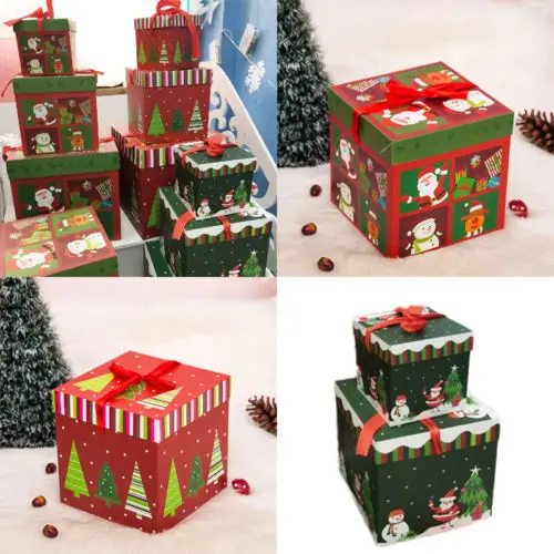

2018 New 10/15CM Christmas Gift Boxe Decoration Xmas Favour Gift Box Candy Box Christmas Santa Claus Case