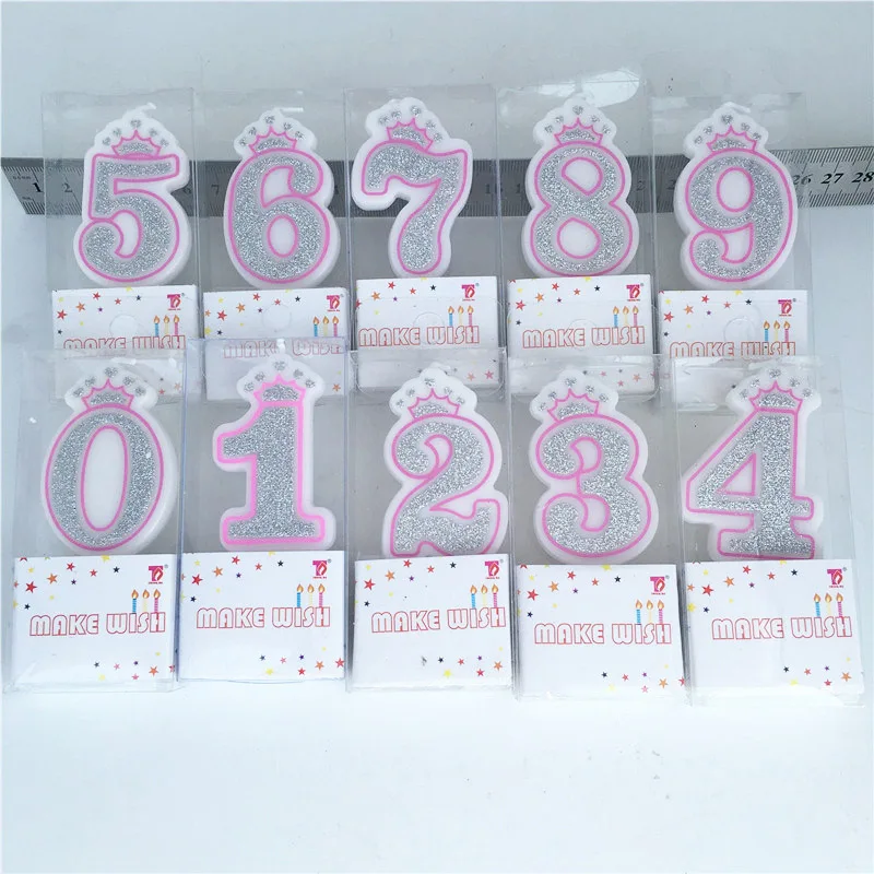 Pink silvery 6 1 шт. номер день рождения свечи 1 2 3 4 5 6 7 8 9 0 золотого и серебряного цвета для детей на день рождения свечи для торта вечерние поставки Свадебные украшения Свеча для торта - Цвет: Pink silvery 6