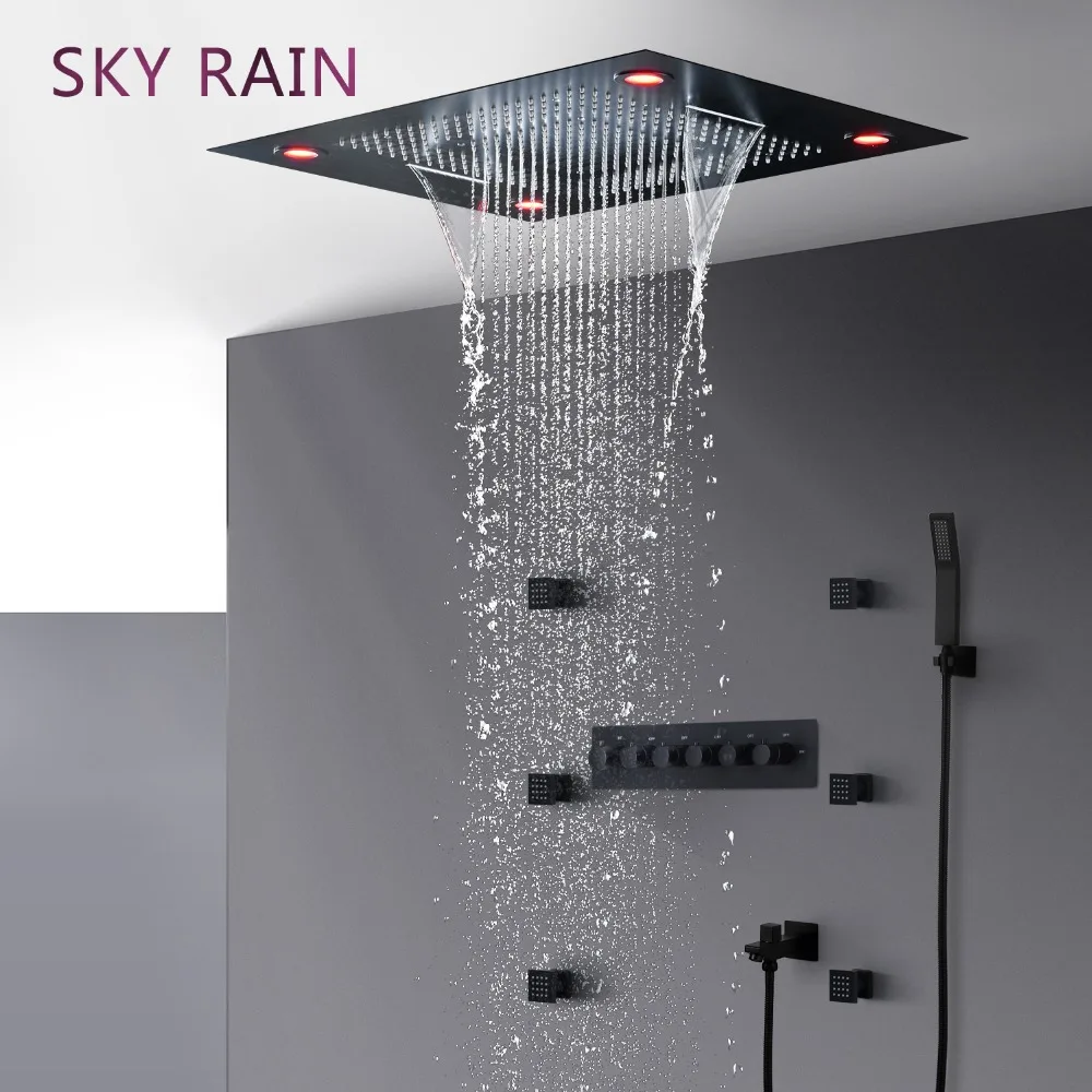 Матовая черная Роскошная насадка для душа SKY RAIN с высоким потоком